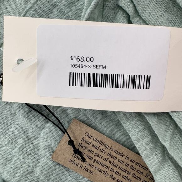 Sundance JP and Mattie Womens Dress Seafoam Size S Crinkle Cotton Cottagecore - Picture 5 of 15